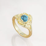 Round Cut Turquoise Swirl Halo Engagement Ring - Additional view