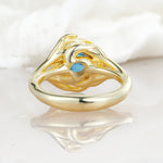 Round Cut Turquoise Swirl Halo Engagement Ring - Additional view