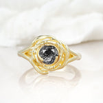 Round Cut Black Rutilated Quartz Swirl Halo Engagement Ring - Additional view