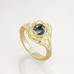 Round Cut Black Rutilated Quartz Swirl Halo Engagement Ring - Additional view