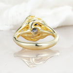 Round Cut Black Rutilated Quartz Swirl Halo Engagement Ring - Additional view