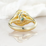 Round Cut Moss Agate Swirl Halo Engagement Ring - Additional view