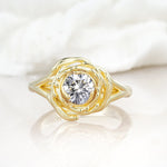 Round Cut Lab Diamond Swirl Halo Engagement Ring - Additional view