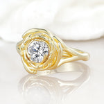 Round Cut Lab Diamond Swirl Halo Engagement Ring - Additional view