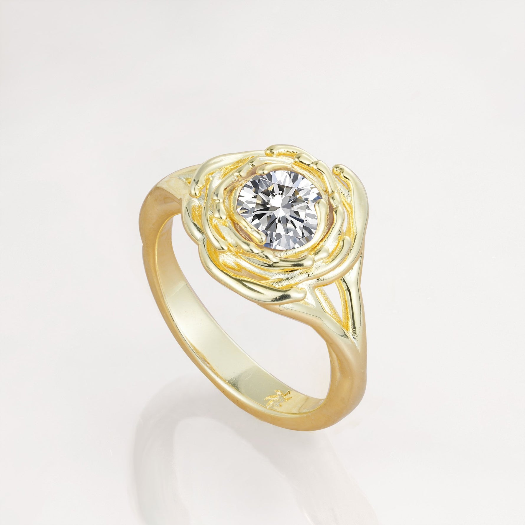 Round Cut Lab Diamond Swirl Halo Engagement Ring - Additional view