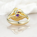 Round Cut Amethyst Swirl Halo Engagement Ring - Additional view