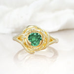 Round Cut Emerald Swirl Halo Engagement Ring - Additional view