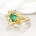 Round Cut Emerald Swirl Halo Engagement Ring - Additional view