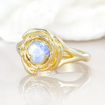 Round Cut Moonstone Swirl Halo Engagement Ring - Additional view