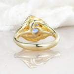 Round Cut Moonstone Swirl Halo Engagement Ring - Additional view