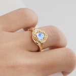 Round Cut Moonstone Swirl Halo Engagement Ring - Additional view