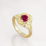 Round Cut Ruby Swirl Halo Engagement Ring - Additional view
