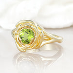 Round Cut Peridot Swirl Halo Engagement Ring - Additional view