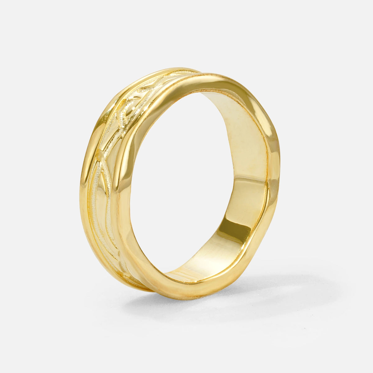 Vintage Vine Men’s Wedding Band with Wavy Edge Detai - Additional view