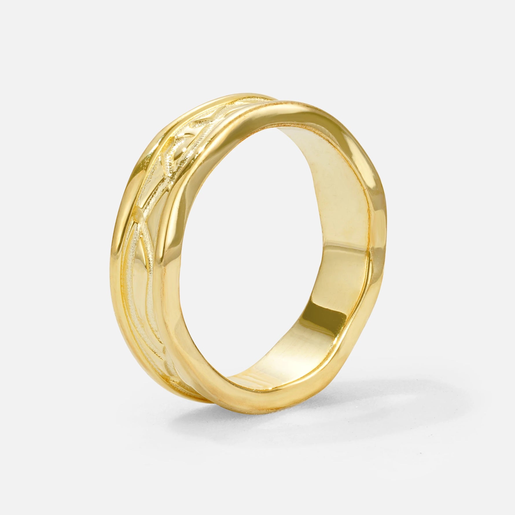 Vintage Vine Men’s Wedding Band with Wavy Edge Detai - Additional view