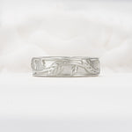 Minimalist Leaf Carved Solid Moissanite Wedding Band - Additional view