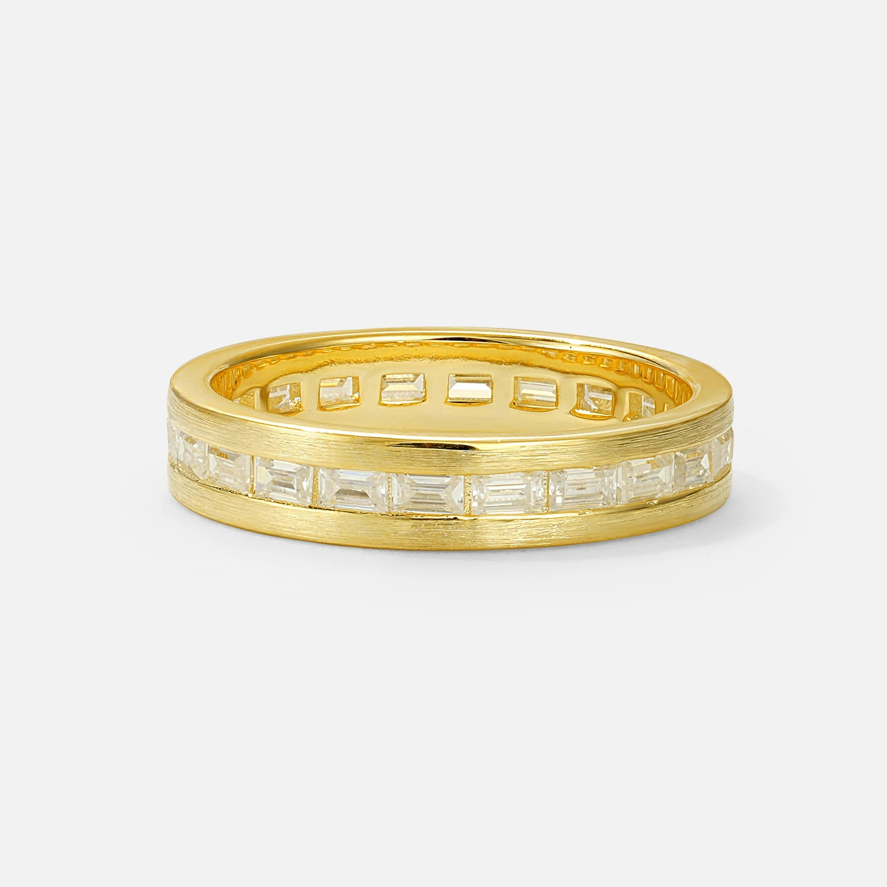 Baguette Cut Moissanite Men’s Wedding Band with Brushed Finish - Additional view