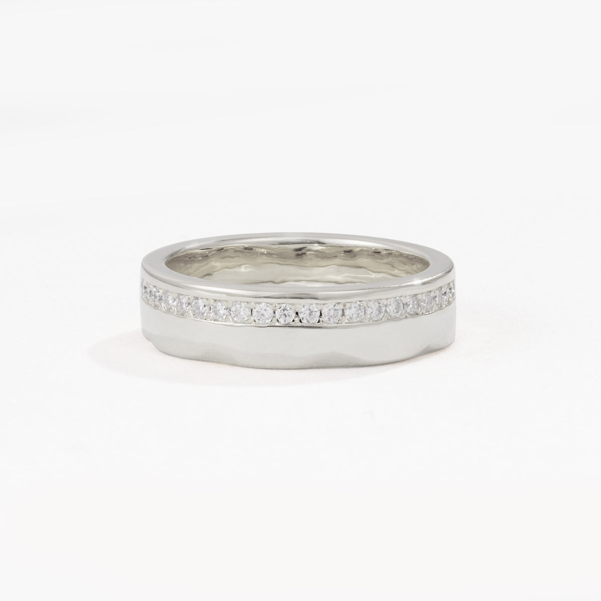 Polished Channel Set Half Eternity Moissanite Wedding Band - Additional view