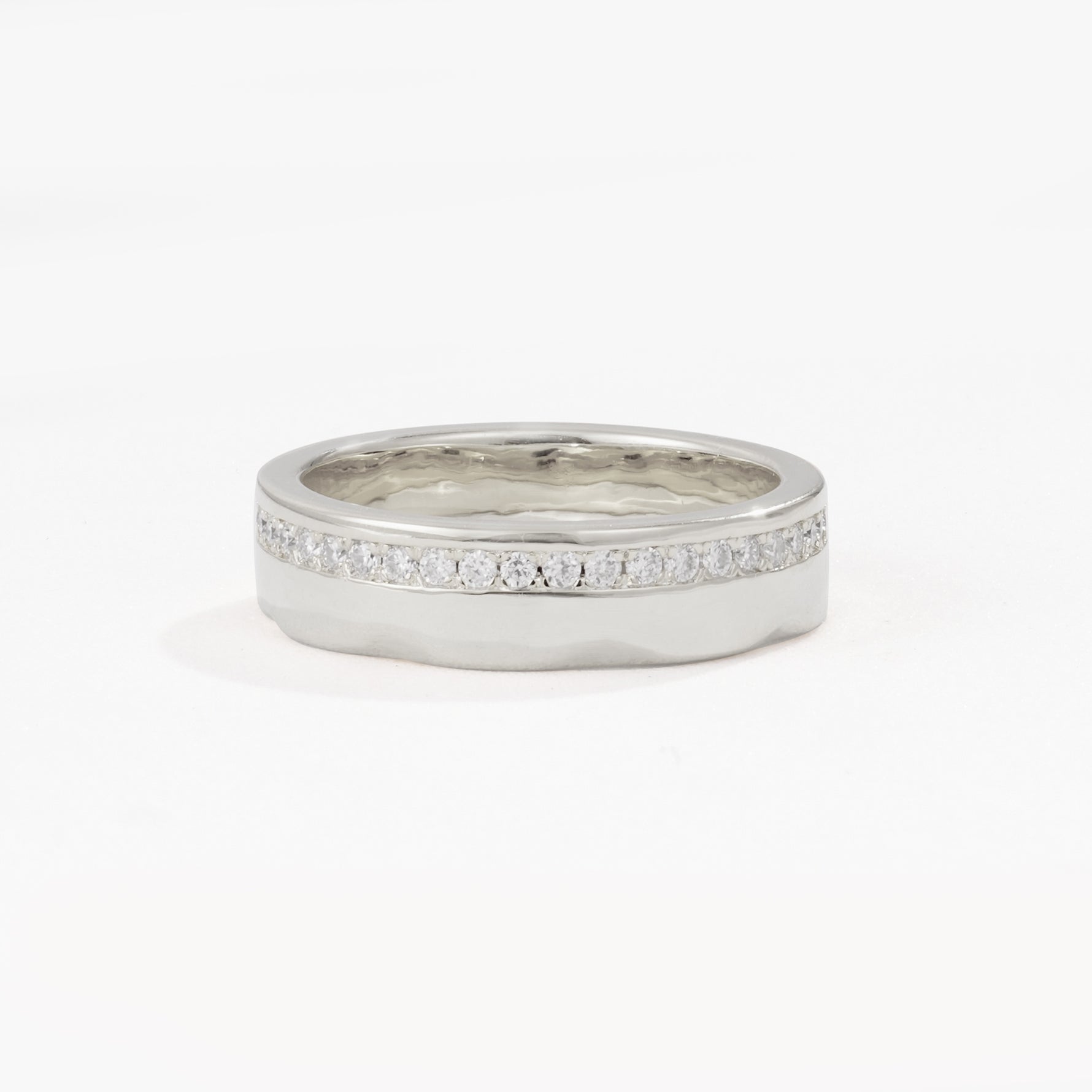 Polished Channel Set Half Eternity Moissanite Wedding Band - Additional view