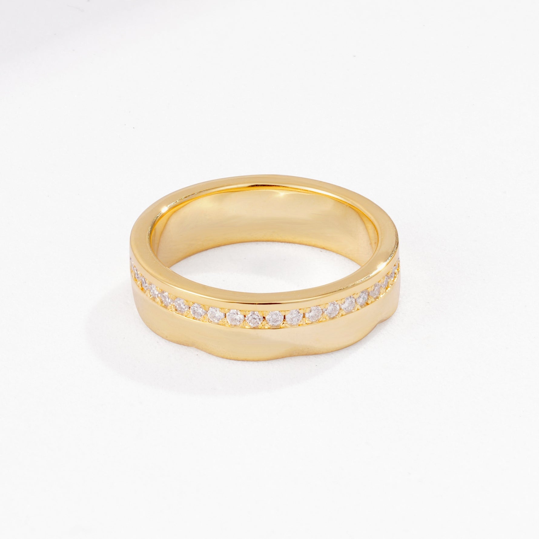 Polished Channel Set Half Eternity Moissanite Wedding Band - Additional view