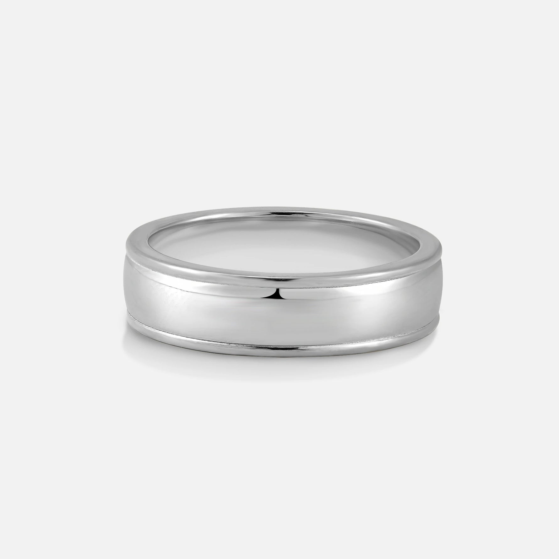 Classic Wide Men’s Wedding Band with Raised Edge Detail - Additional view