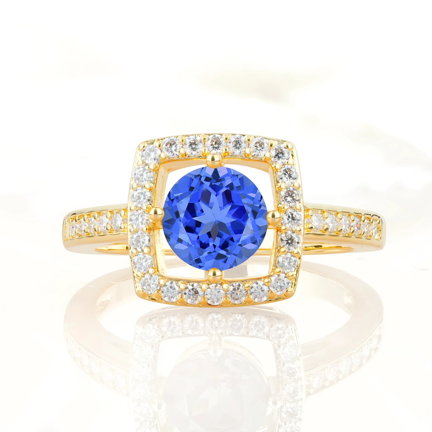 Elegant Halo Sapphire Ring with Round Cut - Ideal Anniversary Gift