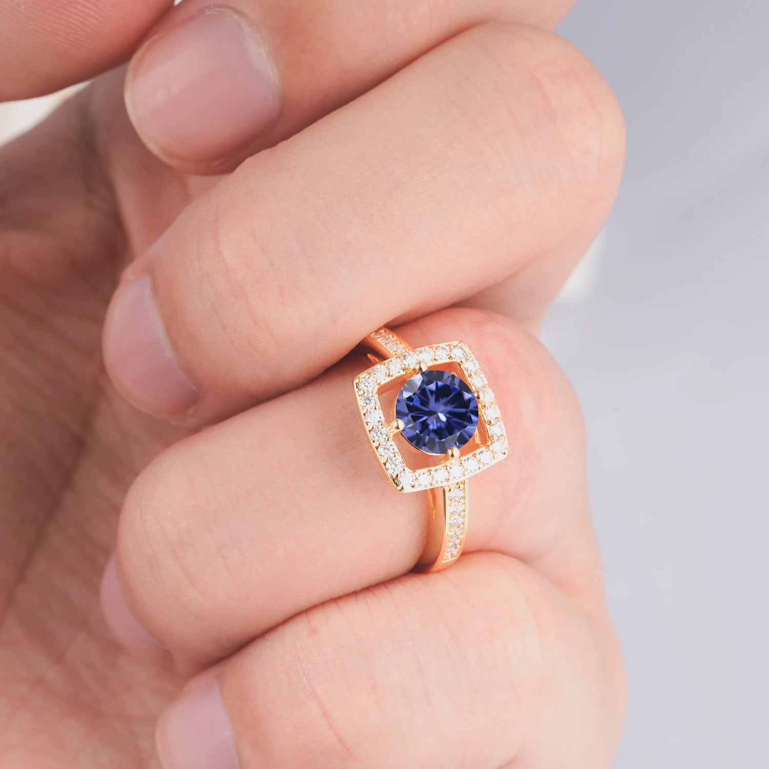 Elegant Halo Tanzanite Ring with Round Cut - Ideal Anniversary Gift