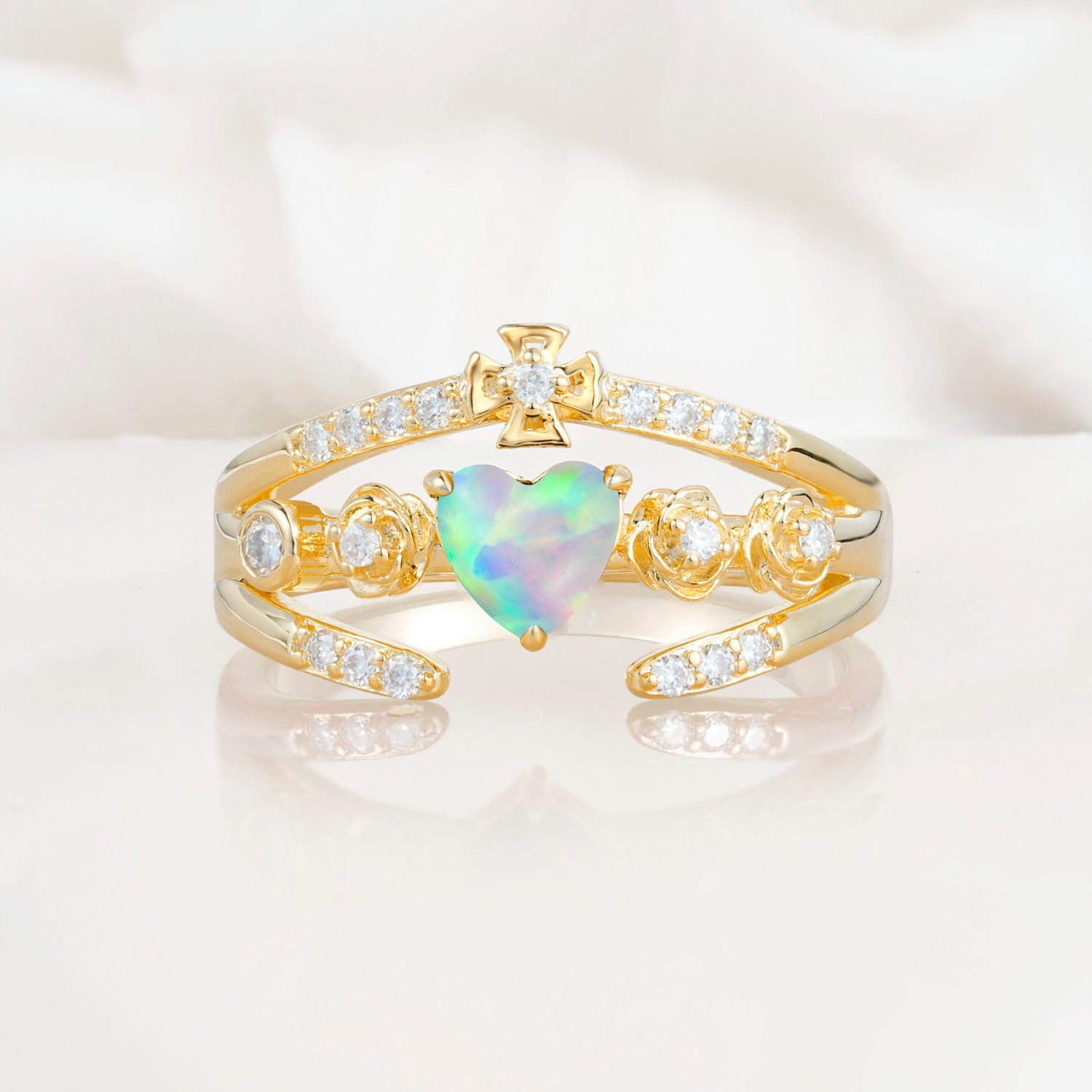 SR18960 Fire Opal Ring - Yellow-Gold
