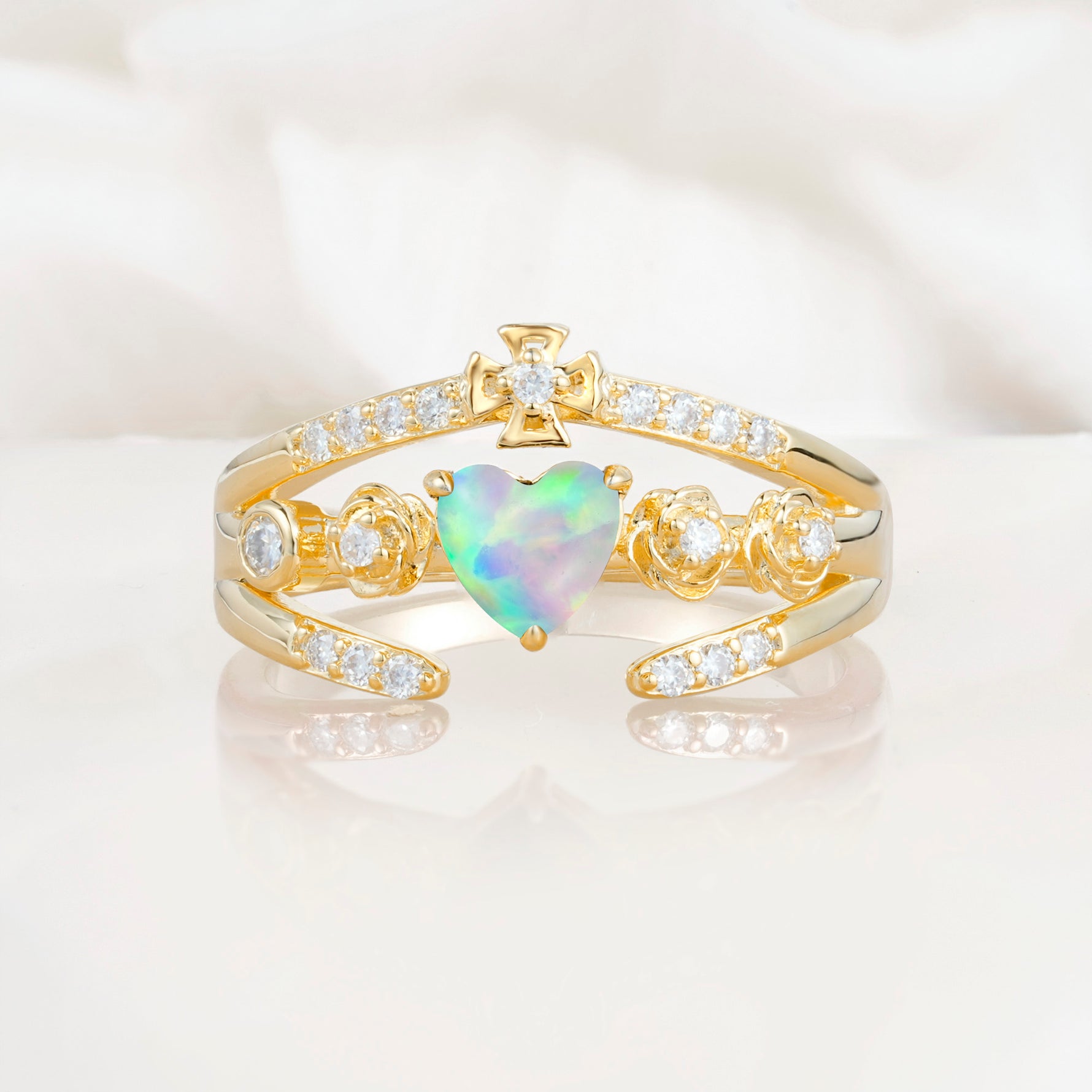 SR18960 Fire Opal Ring - Yellow-Gold