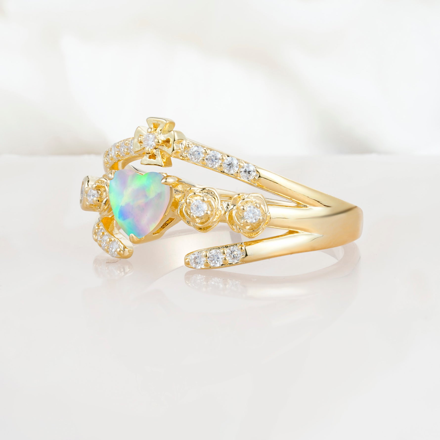 SR18960 Fire Opal Ring - White-Gold