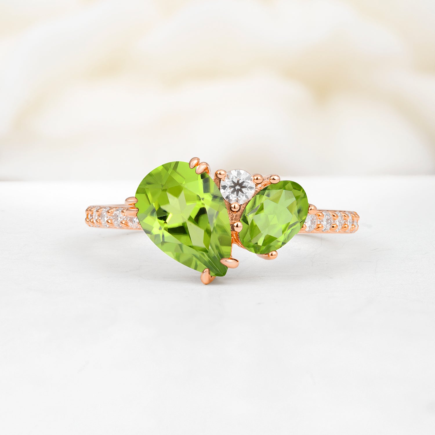 Pear Cut Unique Peridot Engagement Ring