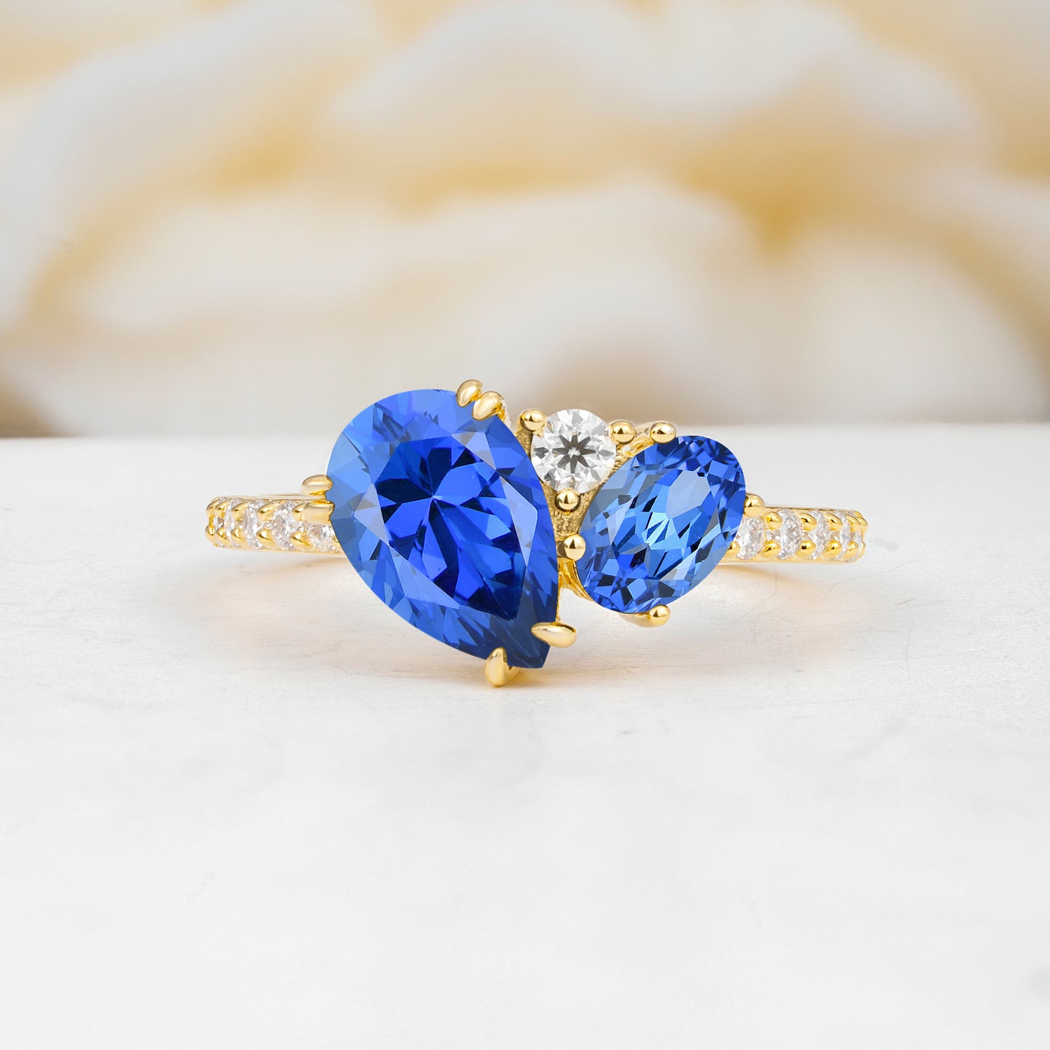 Pear Cut Unique Sapphire Engagement Ring