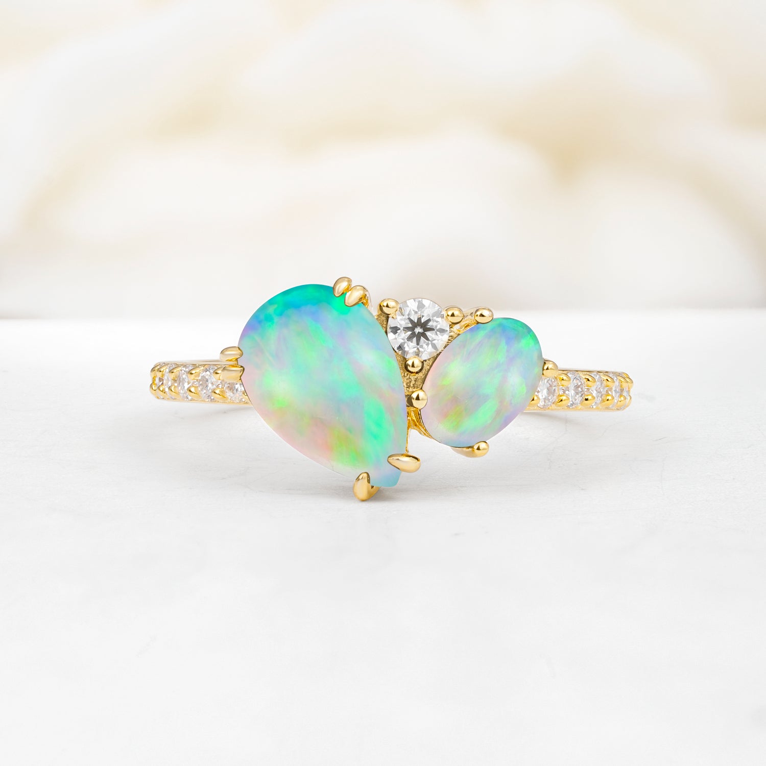 SR19465 Fire Opal Ring - Yellow-Gold