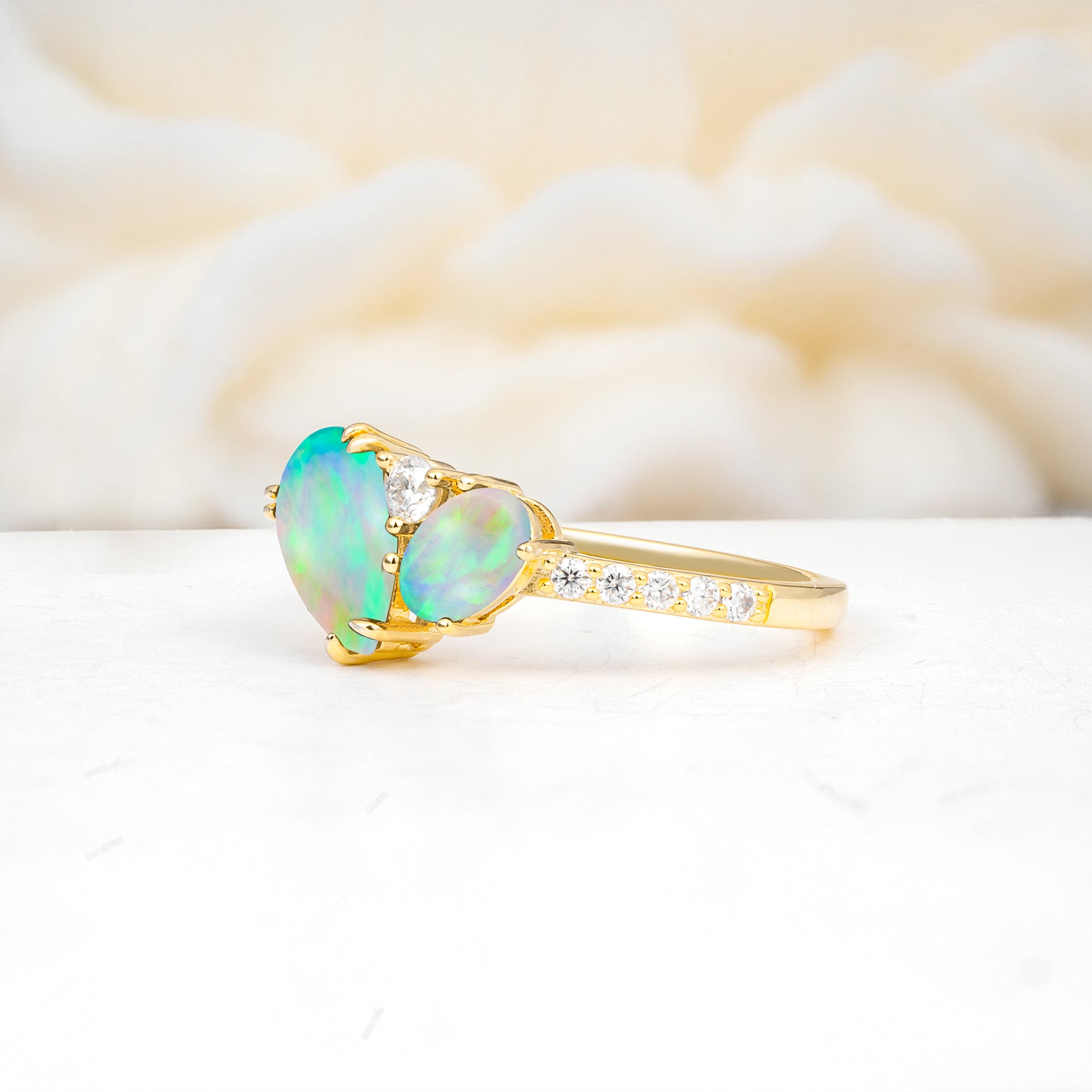 SR19465 Fire Opal Ring - White-Gold