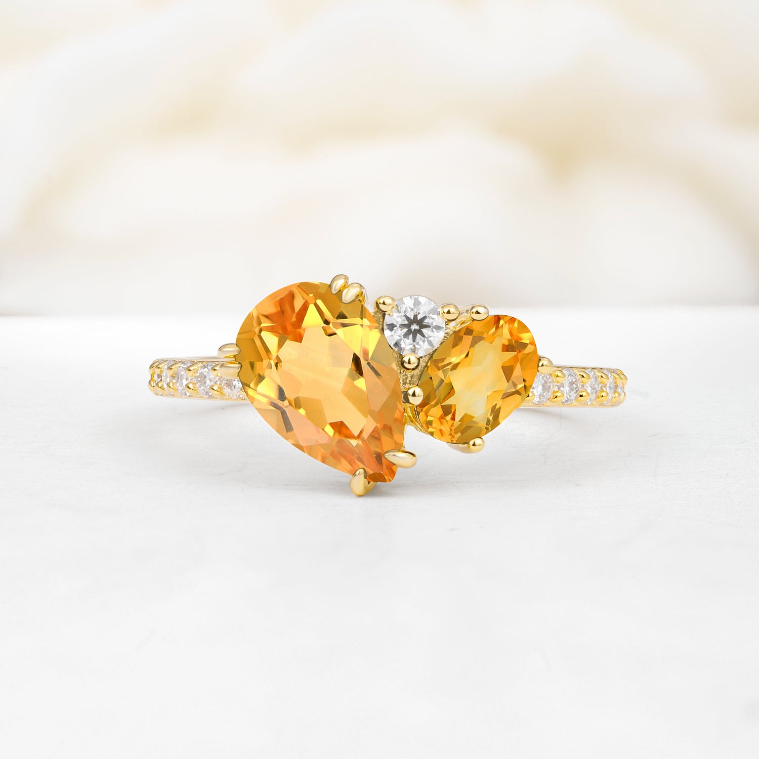 Pear Cut Unique Citrine Engagement Ring