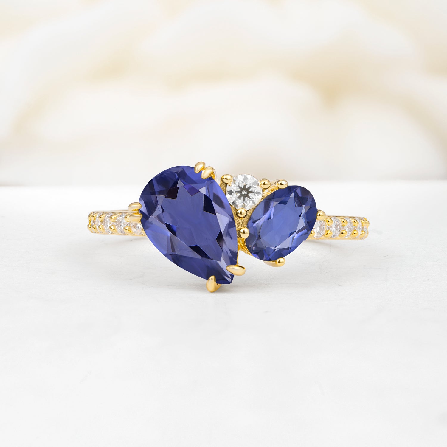 Pear Cut Unique Tanzanite Engagement Ring