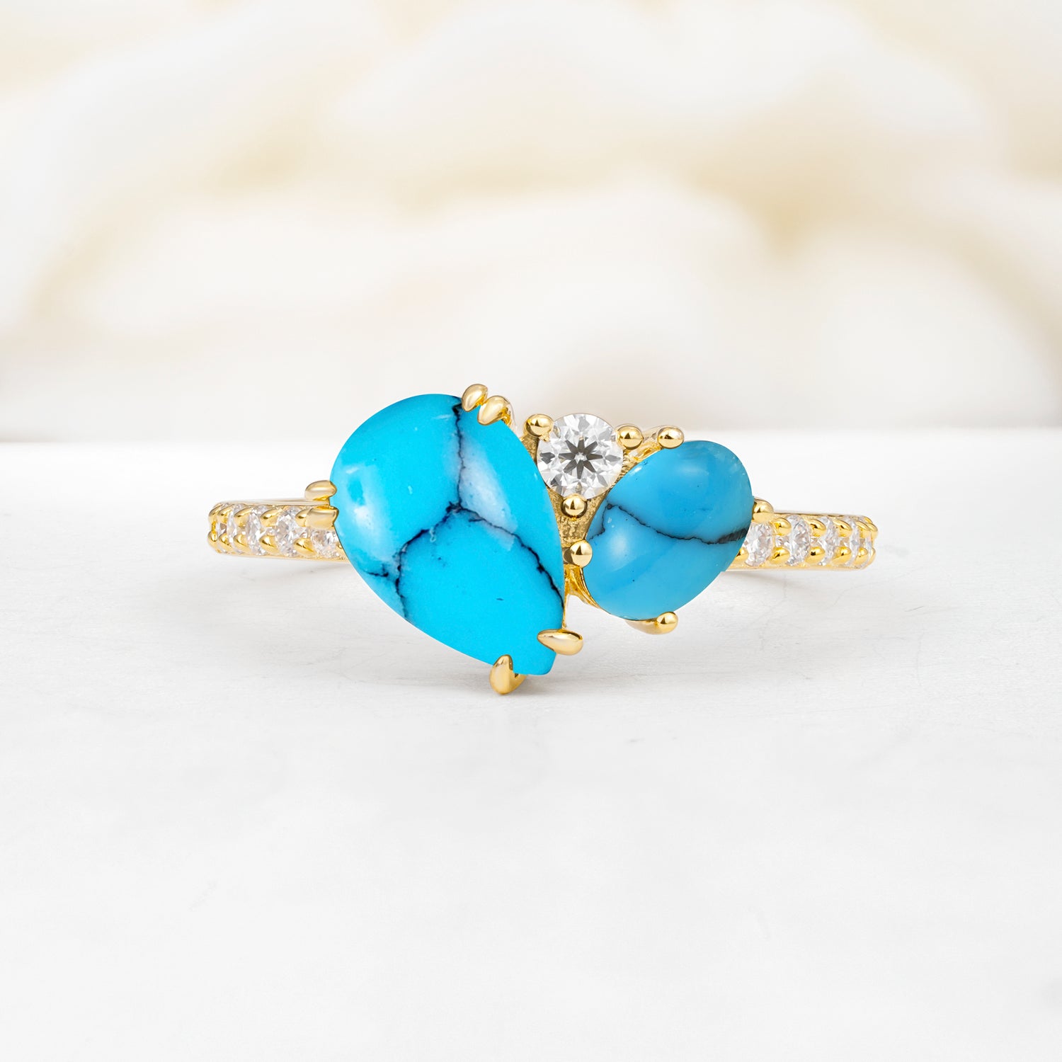 Pear Cut Unique Turquoise Engagement Ring