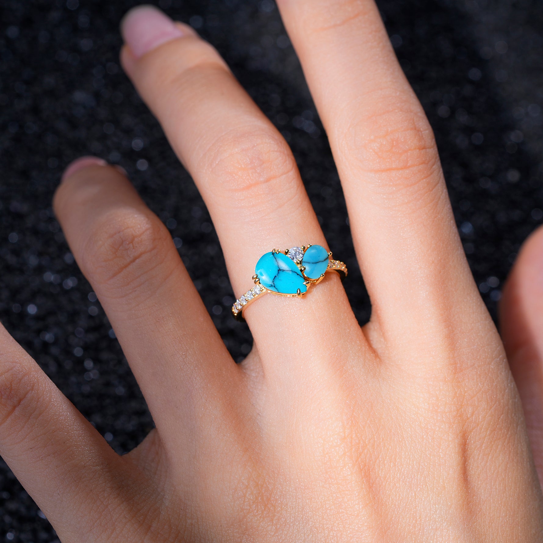 SR19465 Turquoise Ring - Rose-Gold
