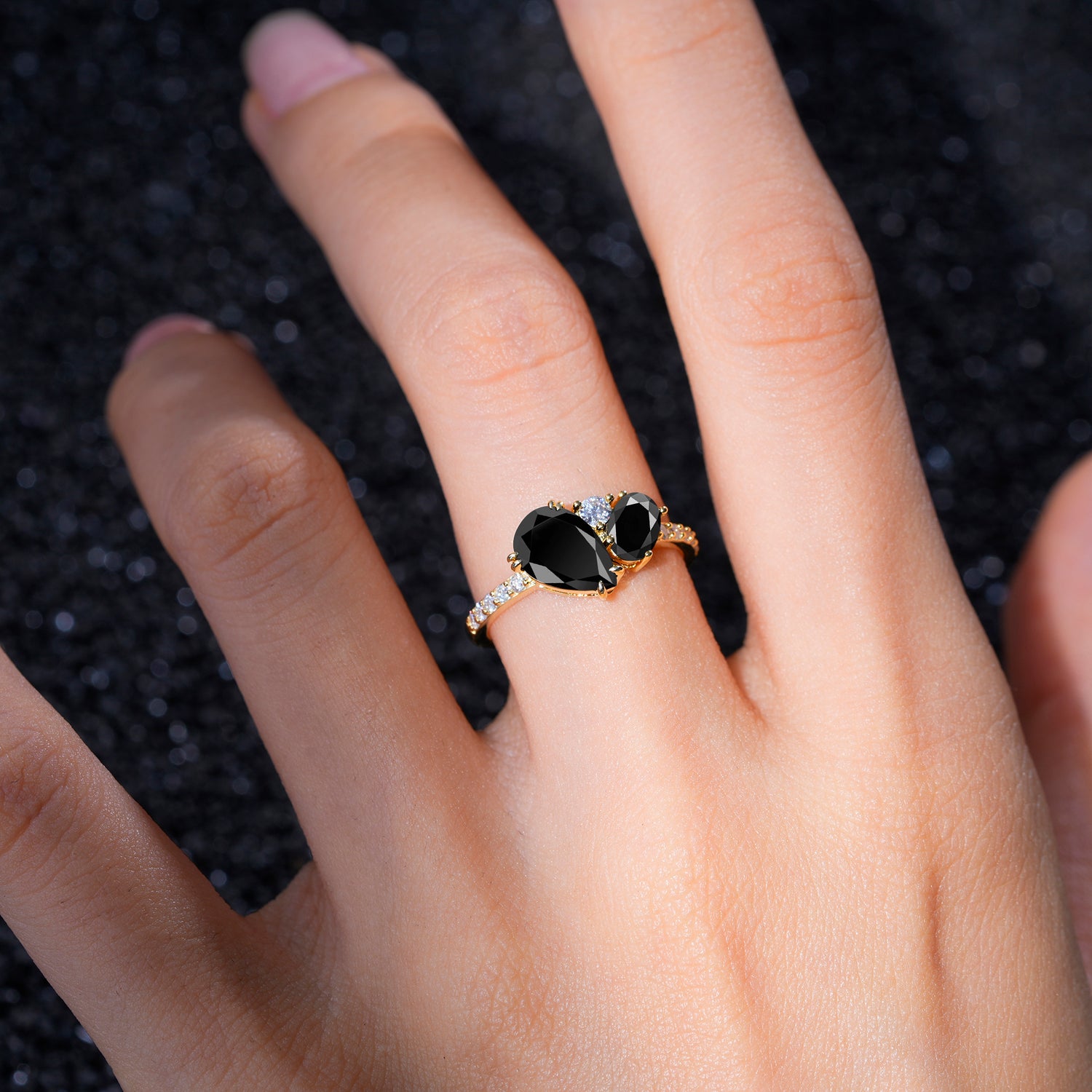 SR19465 Black Onyx Ring - Rose-Gold