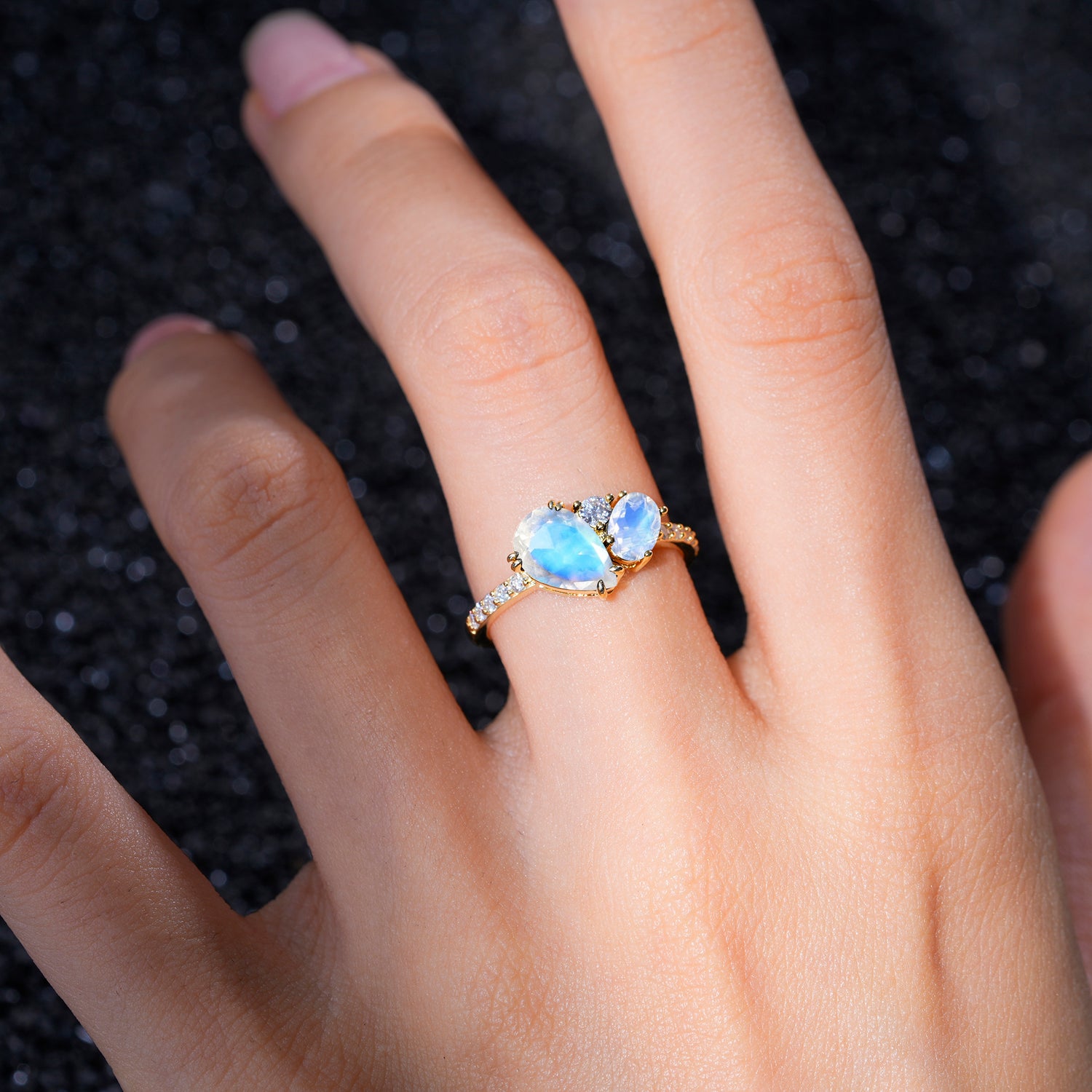 Pear Cut Unique Moonstone Emgagement Ring