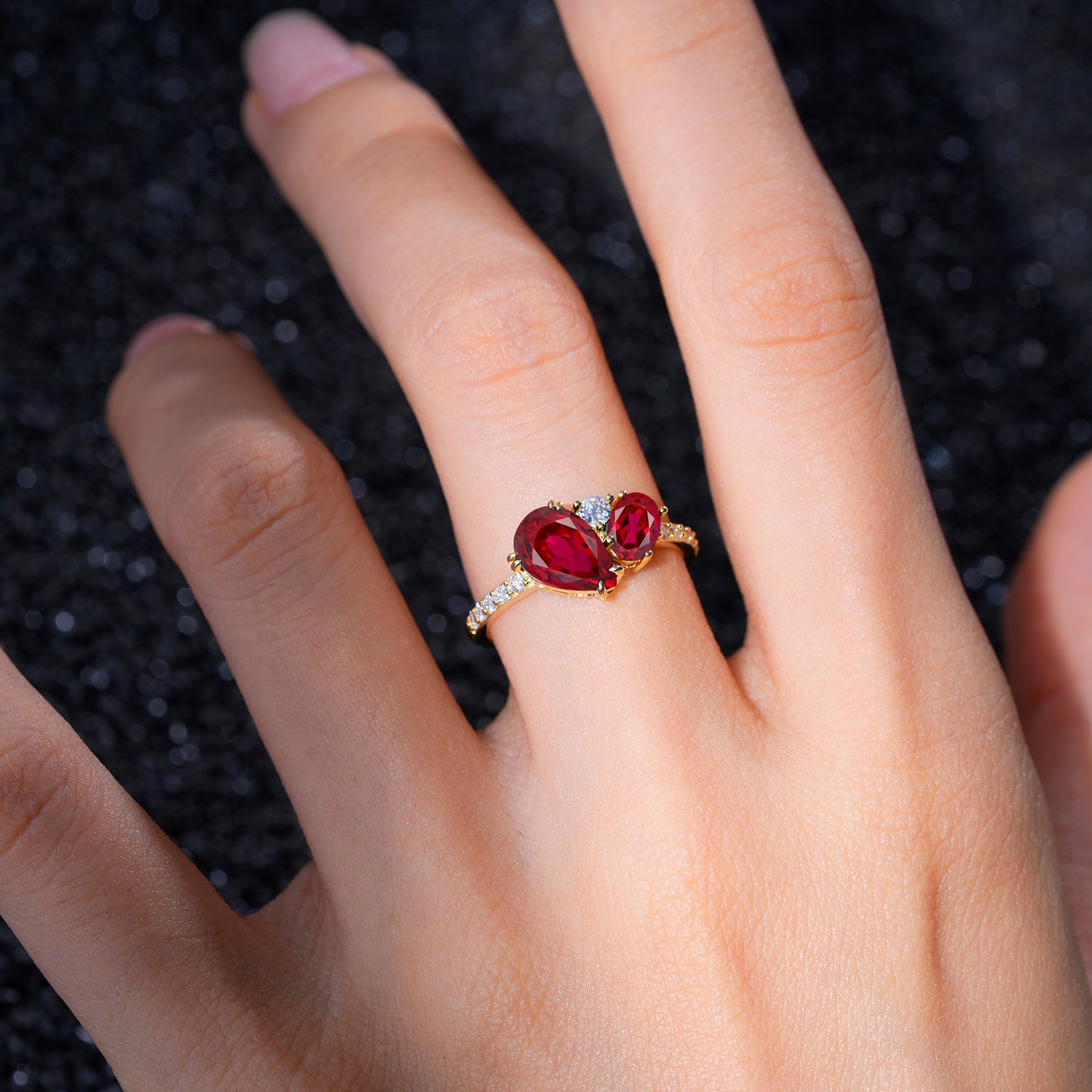 Pear Cut Unique Lab Diamond Emgagement Ring