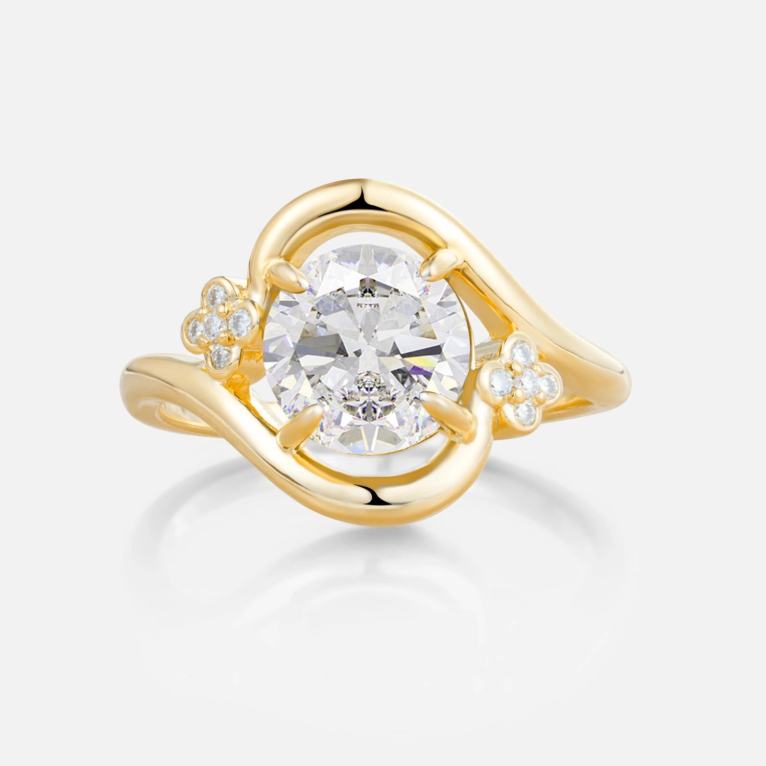 Luxurious And Creative Round Cut Moissanite Engagement Ring
