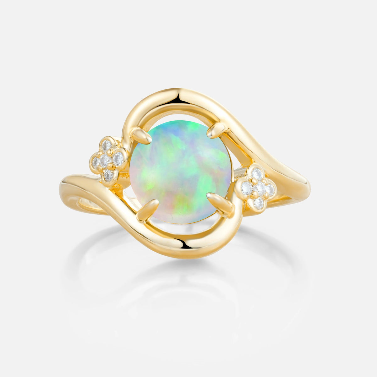 Luxurious And Creative Round Cut Fire Opal Engagement Ring