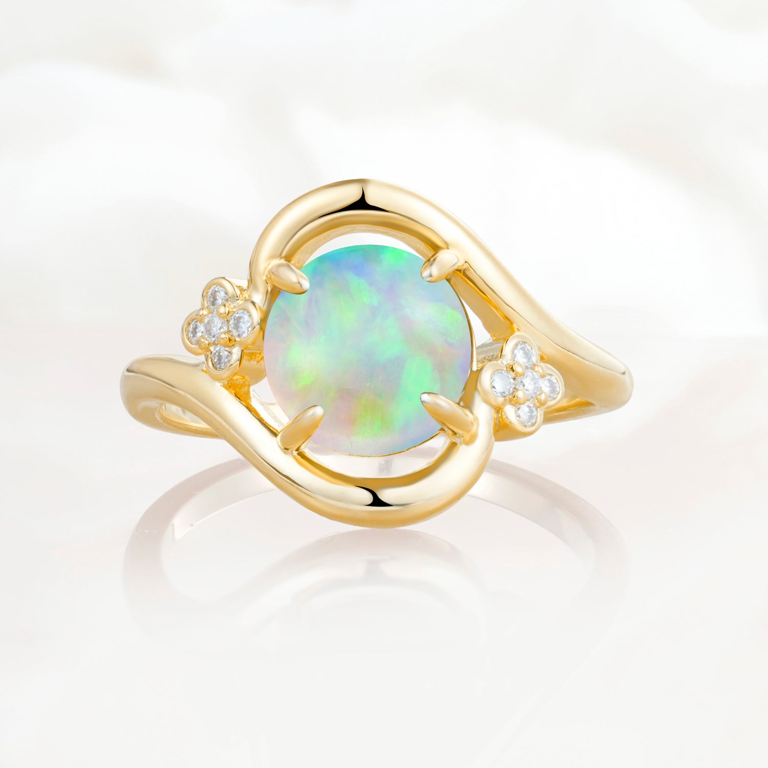 Luxurious And Creative Round Cut Opal Engagement Ring