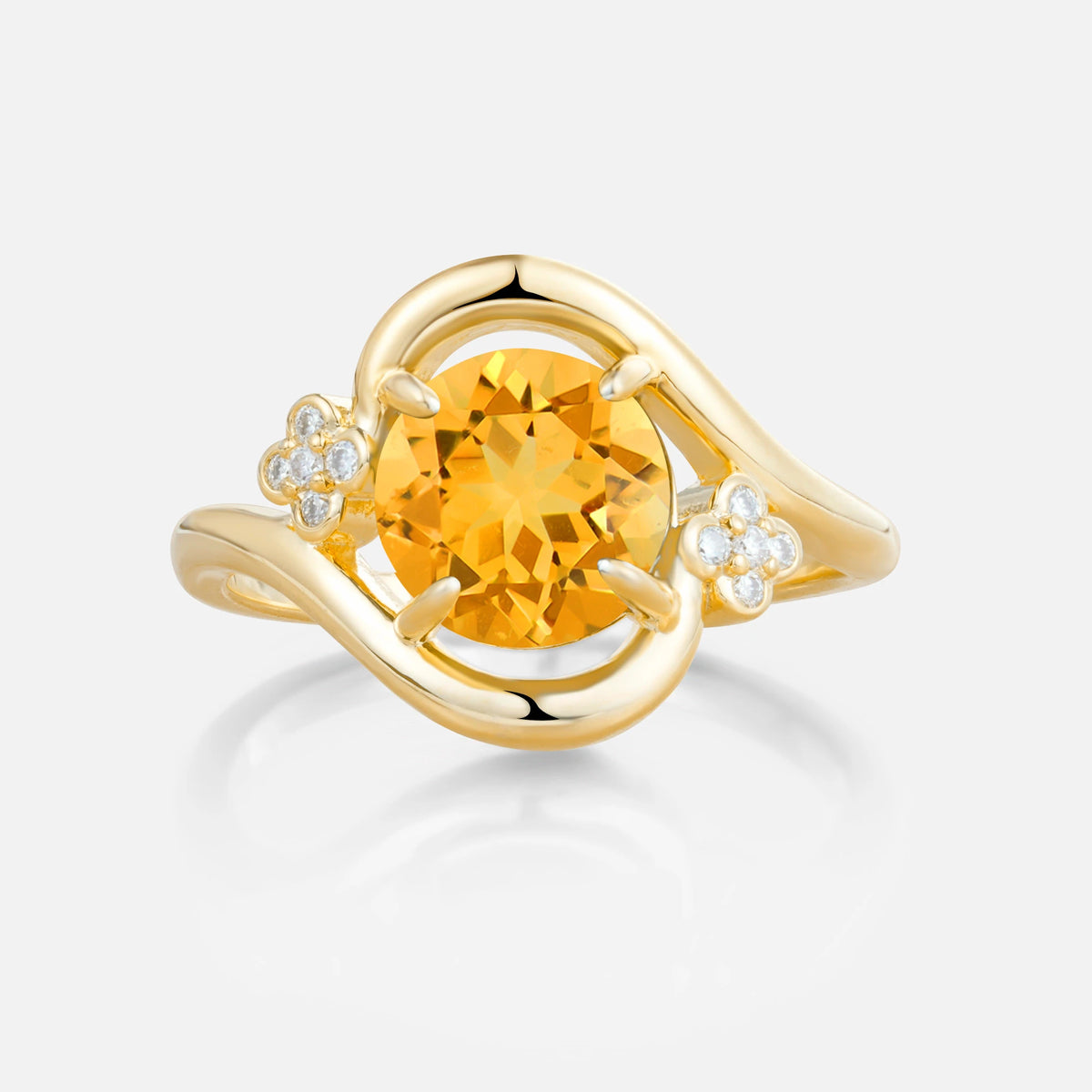 Classic Round Cut Citrine Engagement Ring