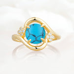 SR19482 Turquoise Ring - Yellow-Gold