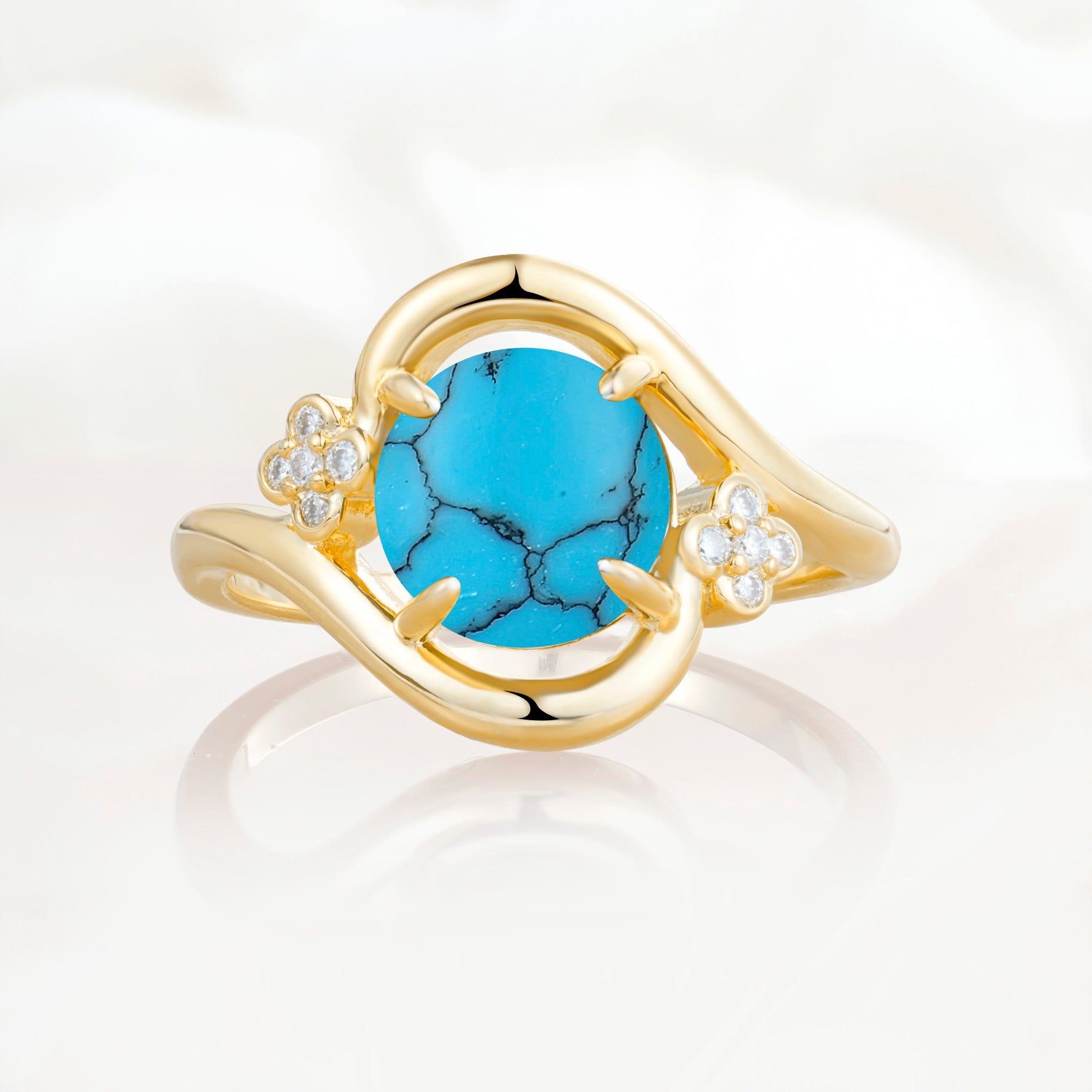 SR19482 Turquoise Ring - Yellow-Gold