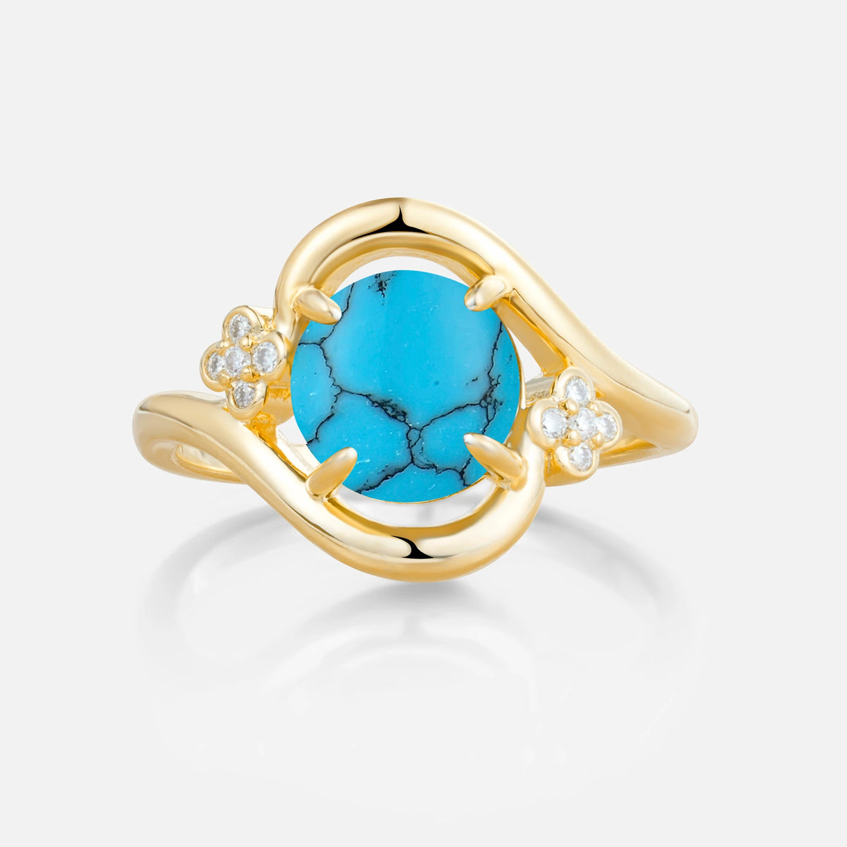 Classic Round Cut Turquoise Engagement Ring
