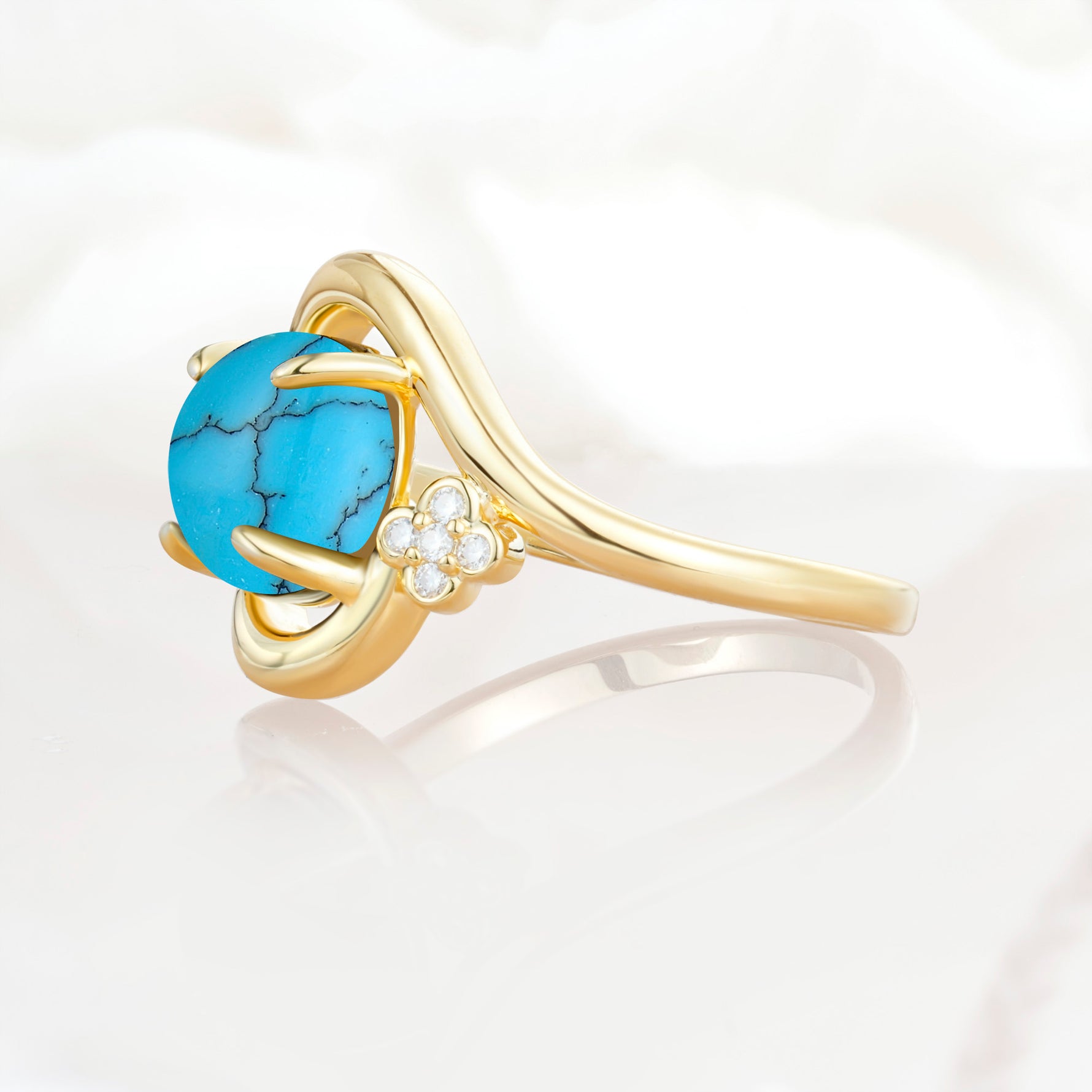 SR19482 Turquoise Ring - White-Gold