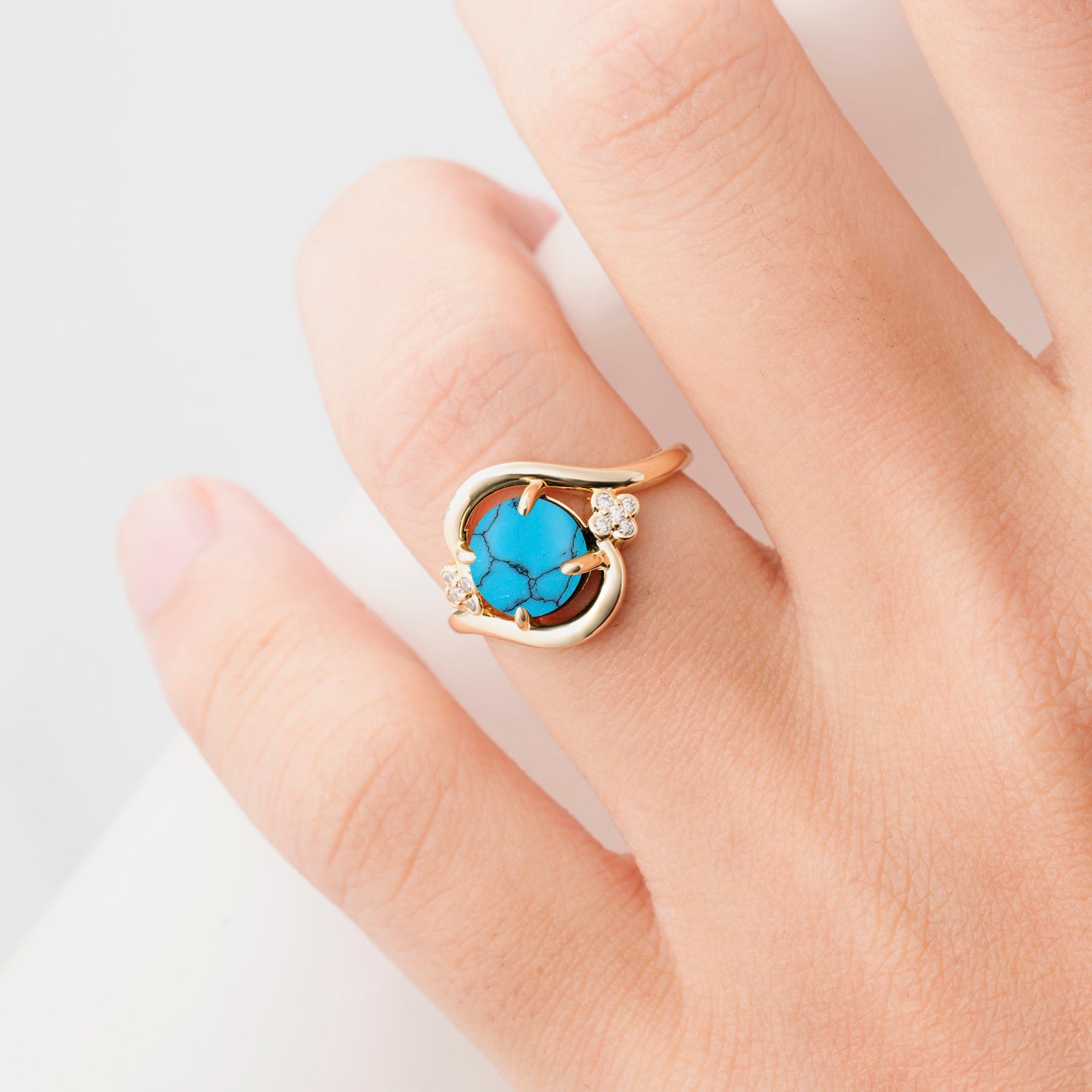 SR19482 Turquoise Ring - Rose-Gold